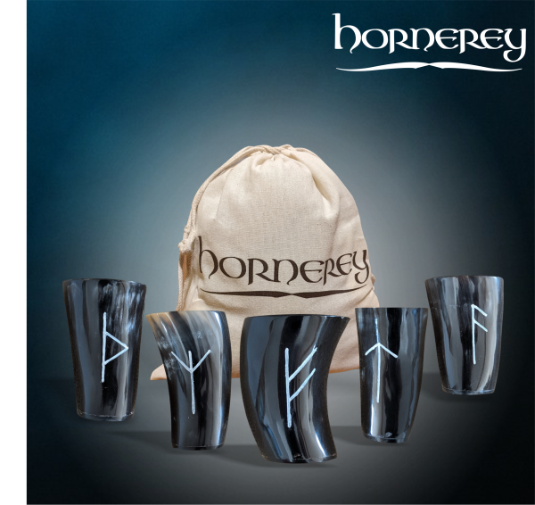 Horn cup with rune engraving